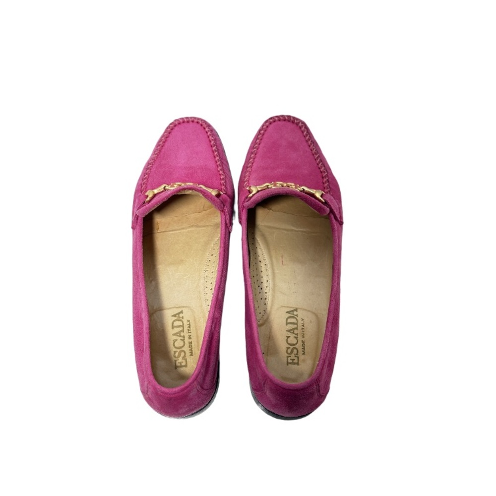 ESCADA | Handsewn Italian Moccasins Loafers Pink Suede Office Career Preppy VTG - Picture 10 of 16
